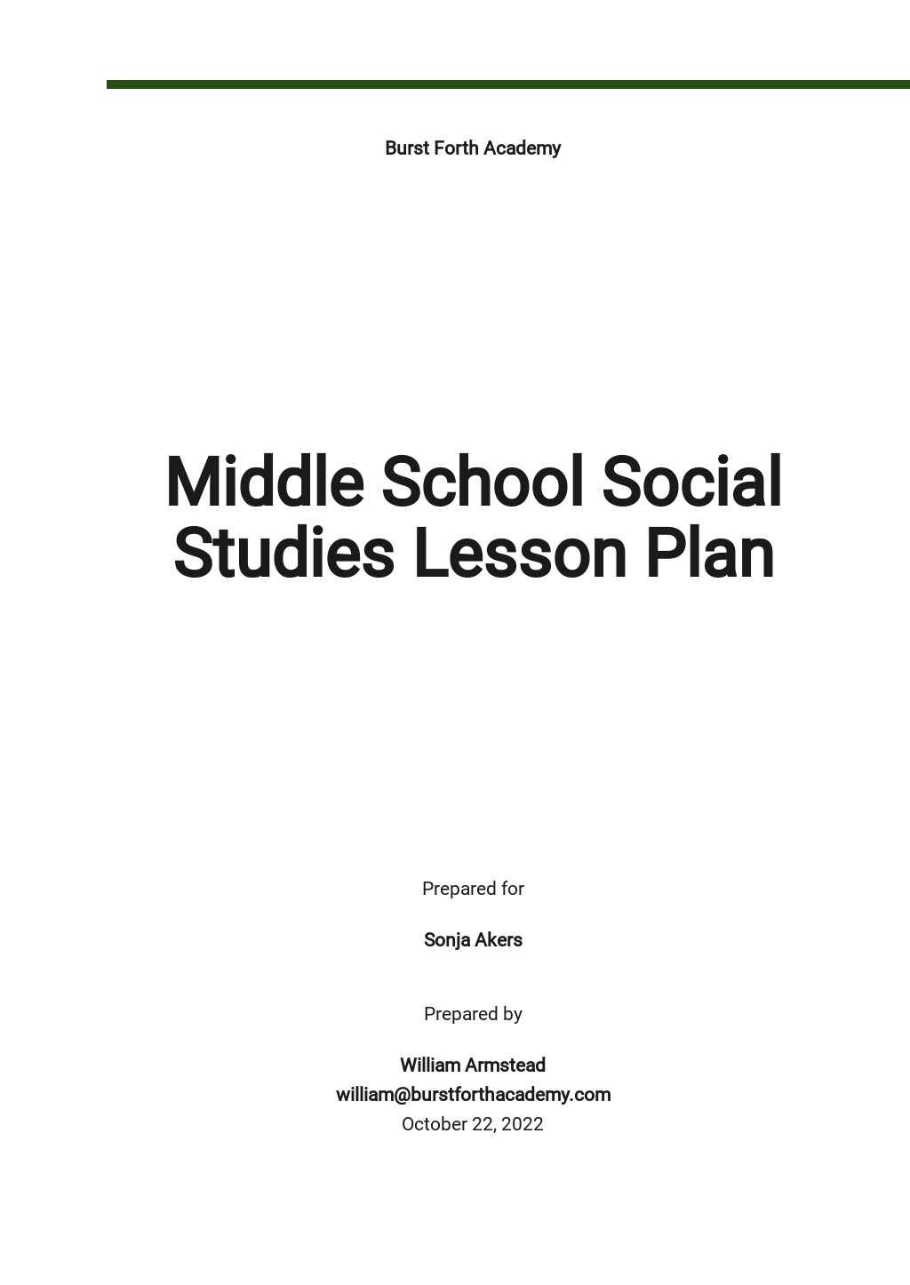 Middle School Social Studies Lesson Plan Template Google Docs Word 