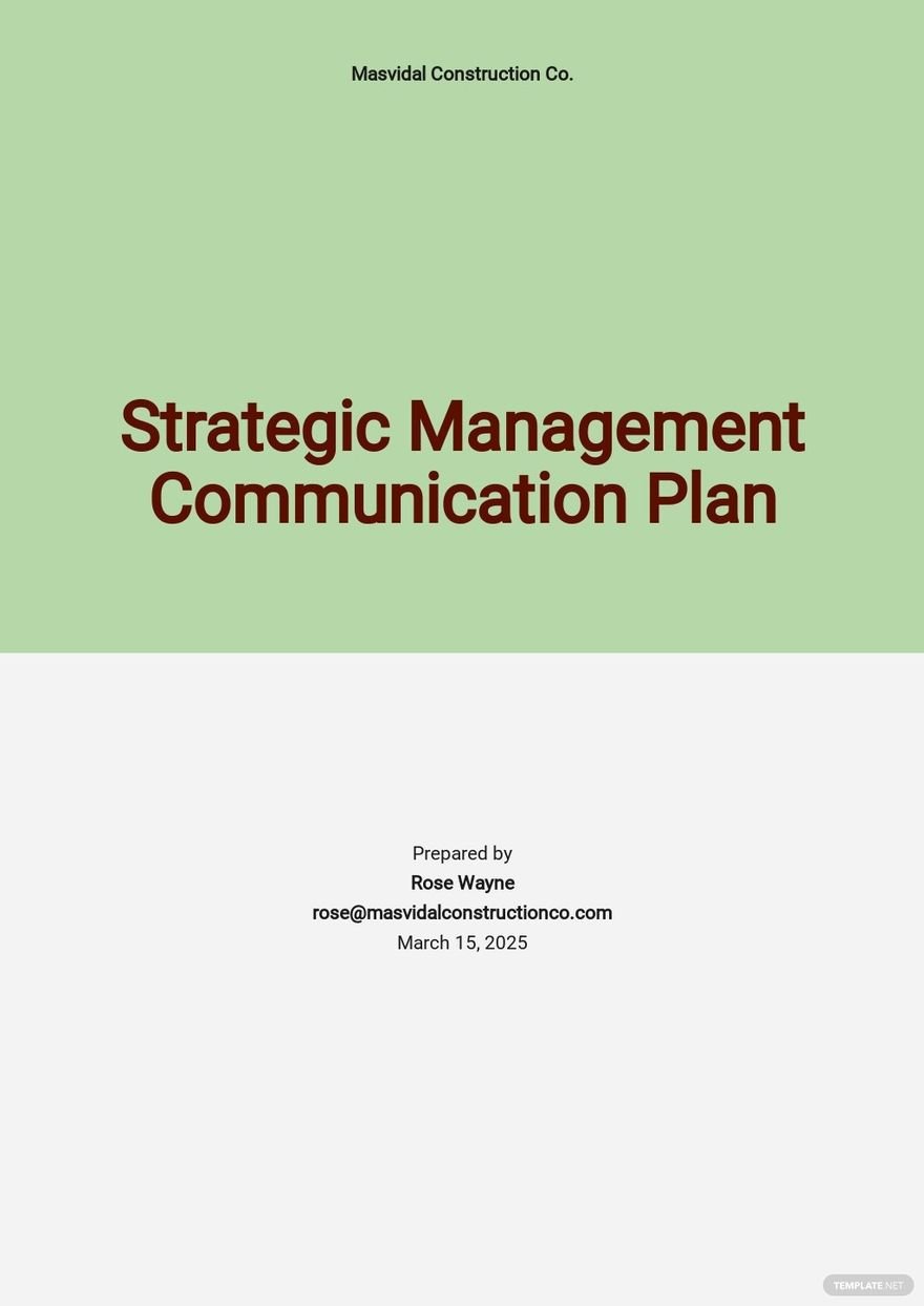 Strategic Management Communication Plan Template