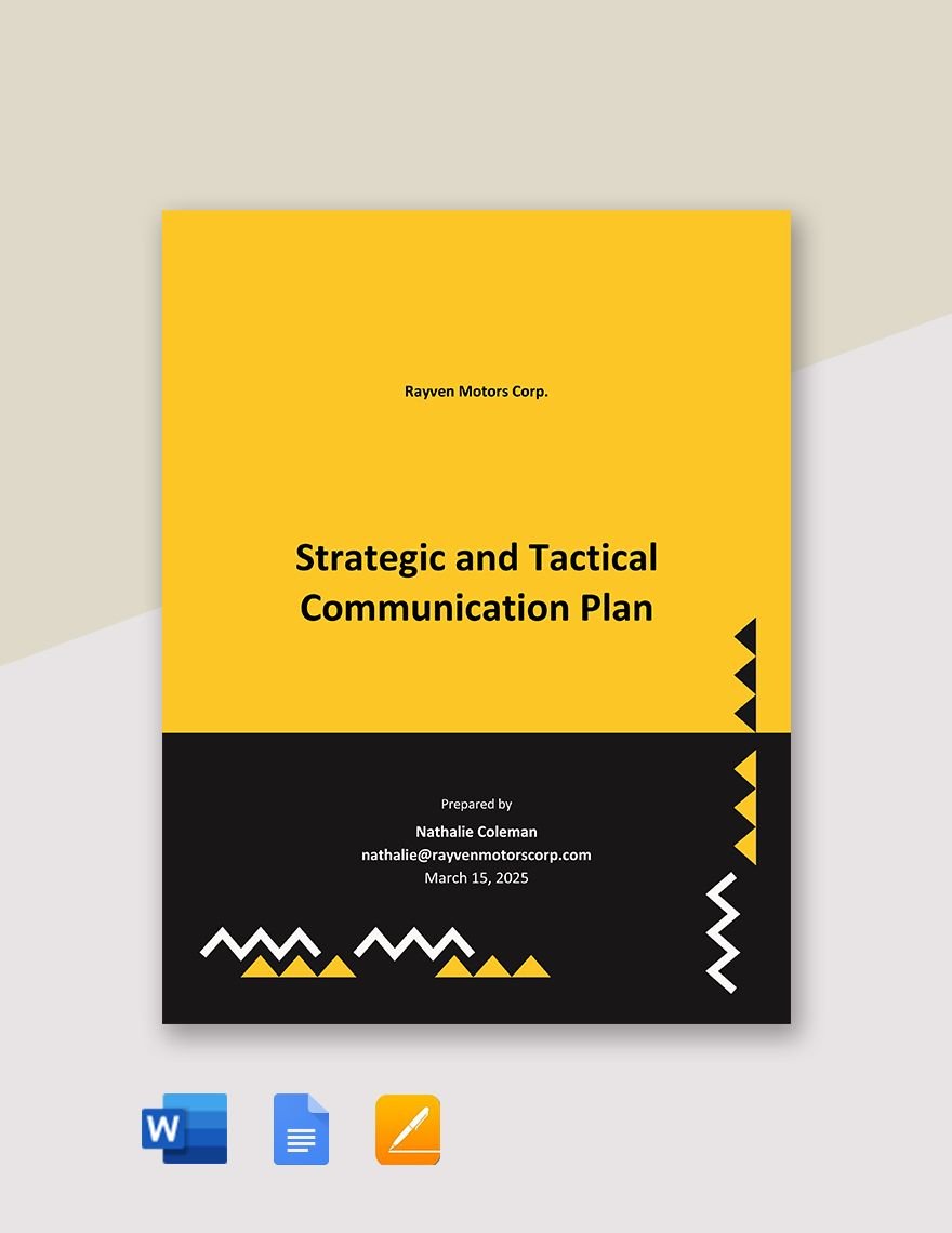 Strategic and Tactical Communication Plan Template