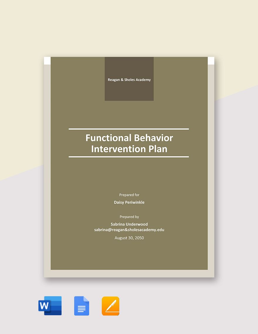 Functional Behavior Intervention Plan Template