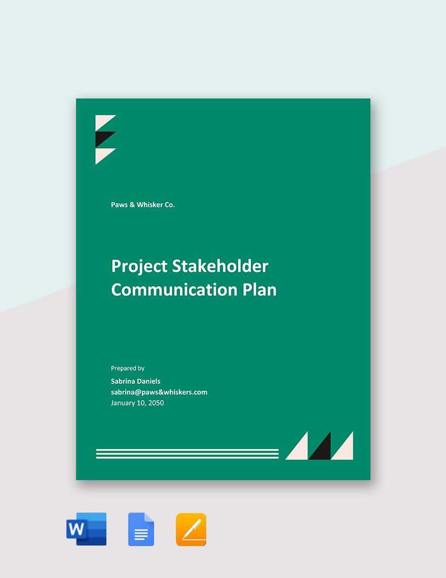 Project Stakeholder Communication Plan Template in Word, Google Docs, PDF, Apple Pages