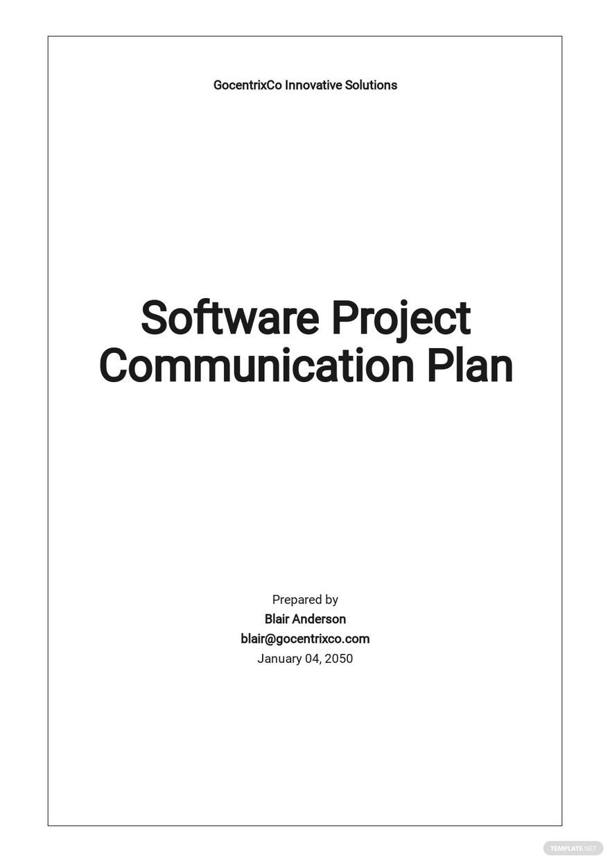 Software Project Communication Plan Template