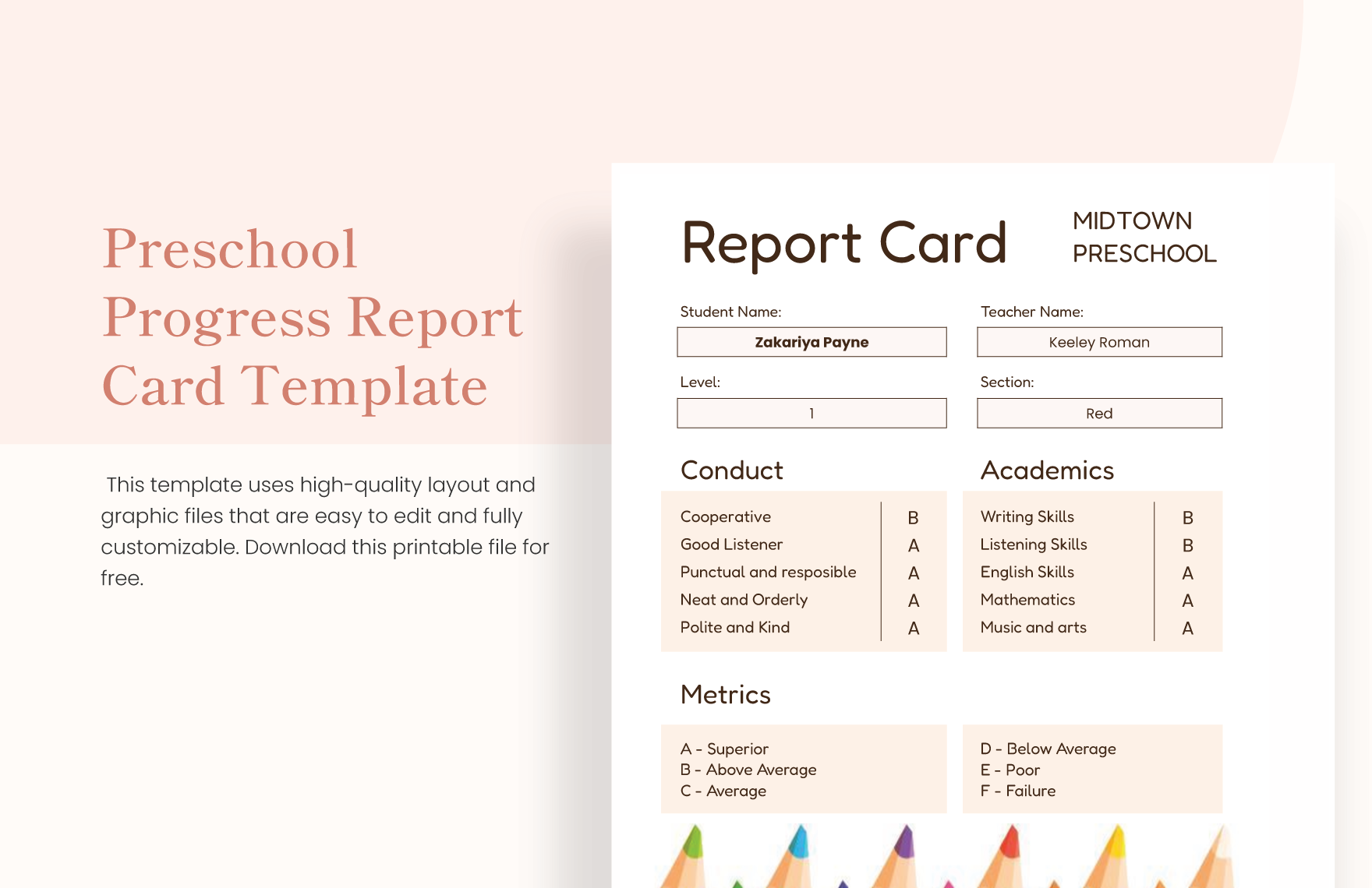 microsoft excel report card template