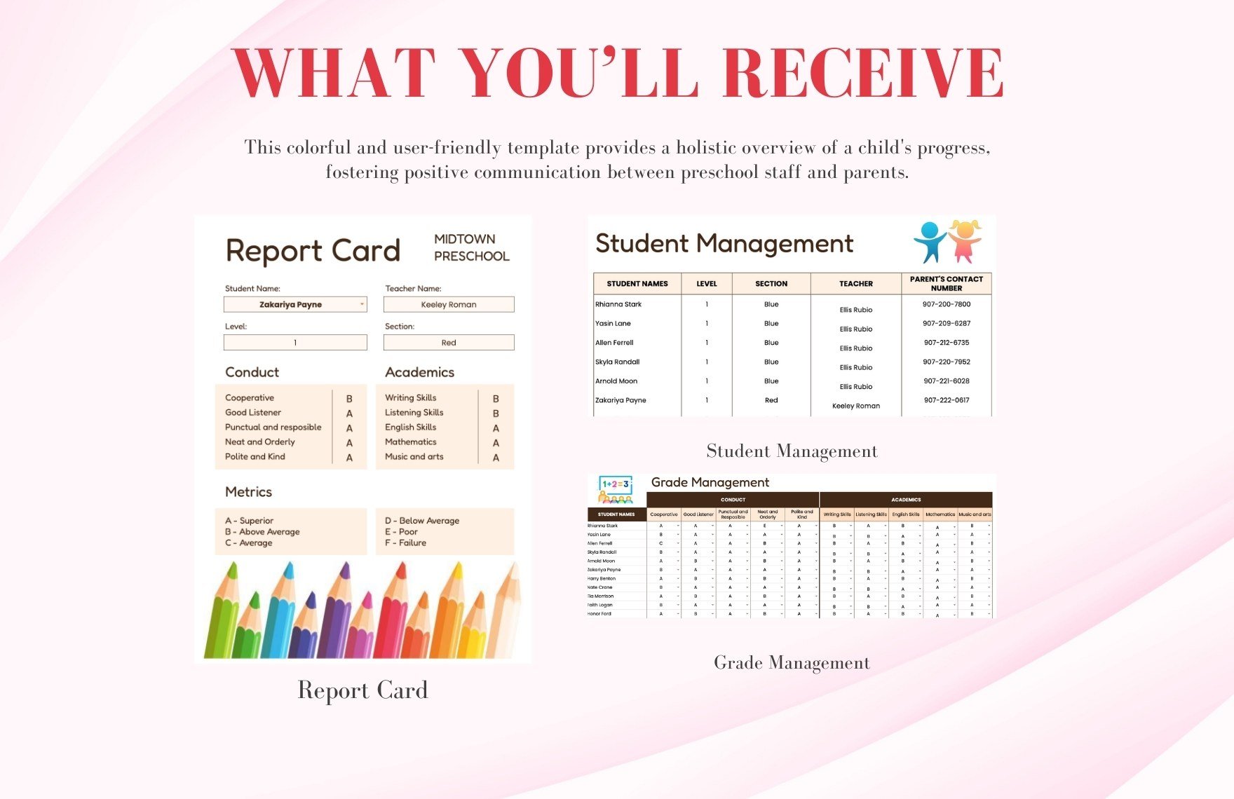 Preschool Progress Report Card Template