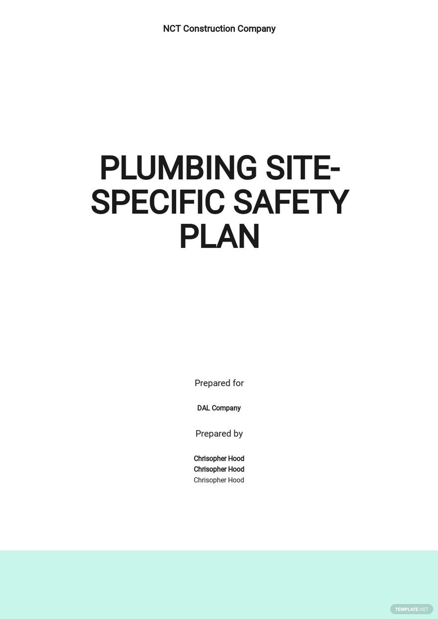 Plumbing Site Specific Safety Plan Template