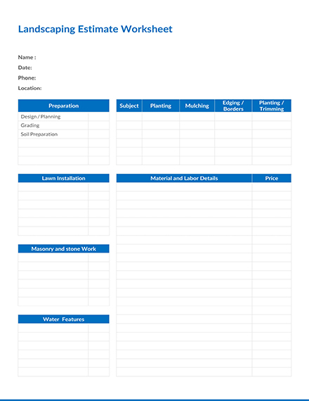 Free Contractor Estimate Form Template: Download 239  Sheets in Word