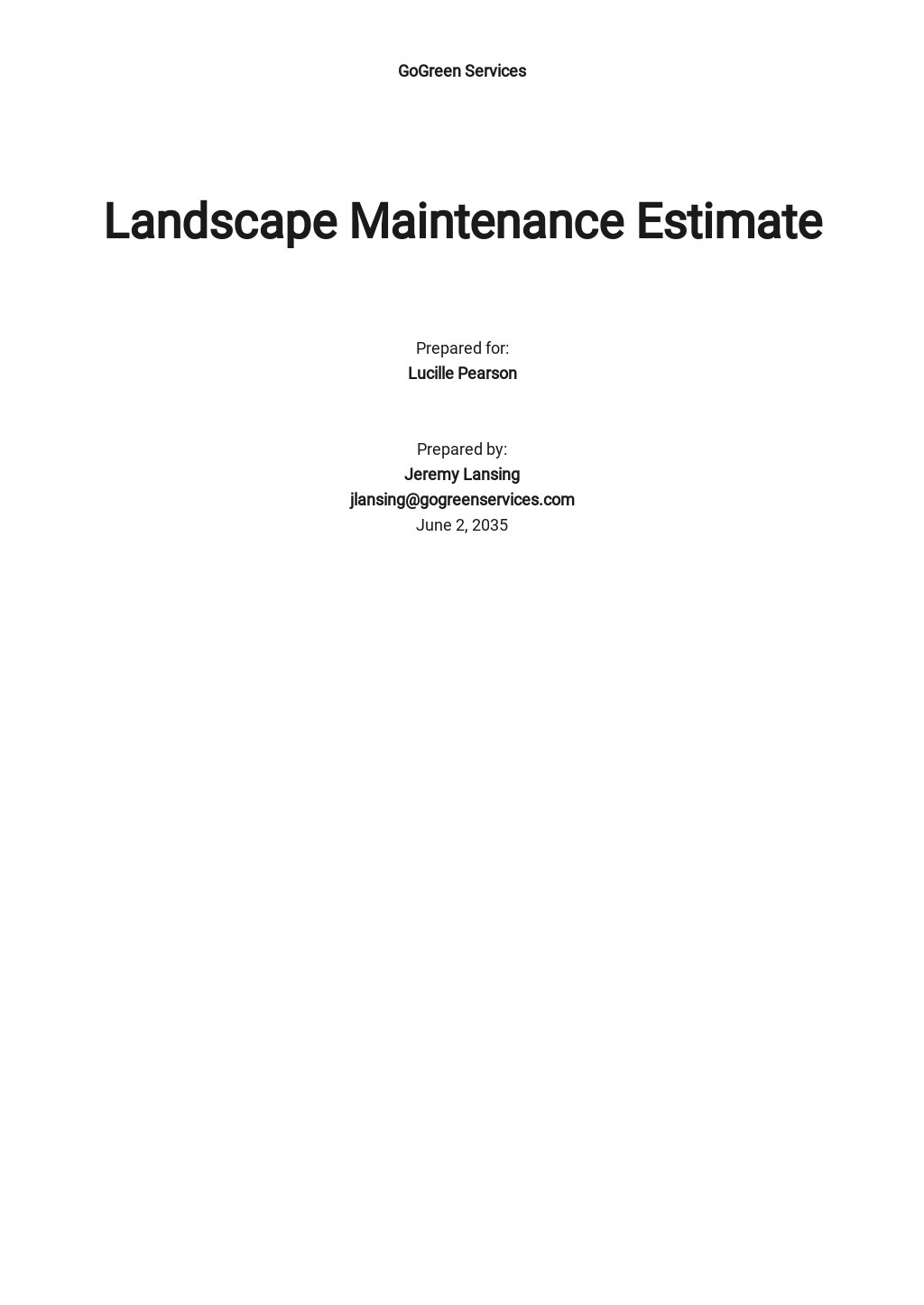 6  FREE Landscape Estimate Templates Edit Download Template net