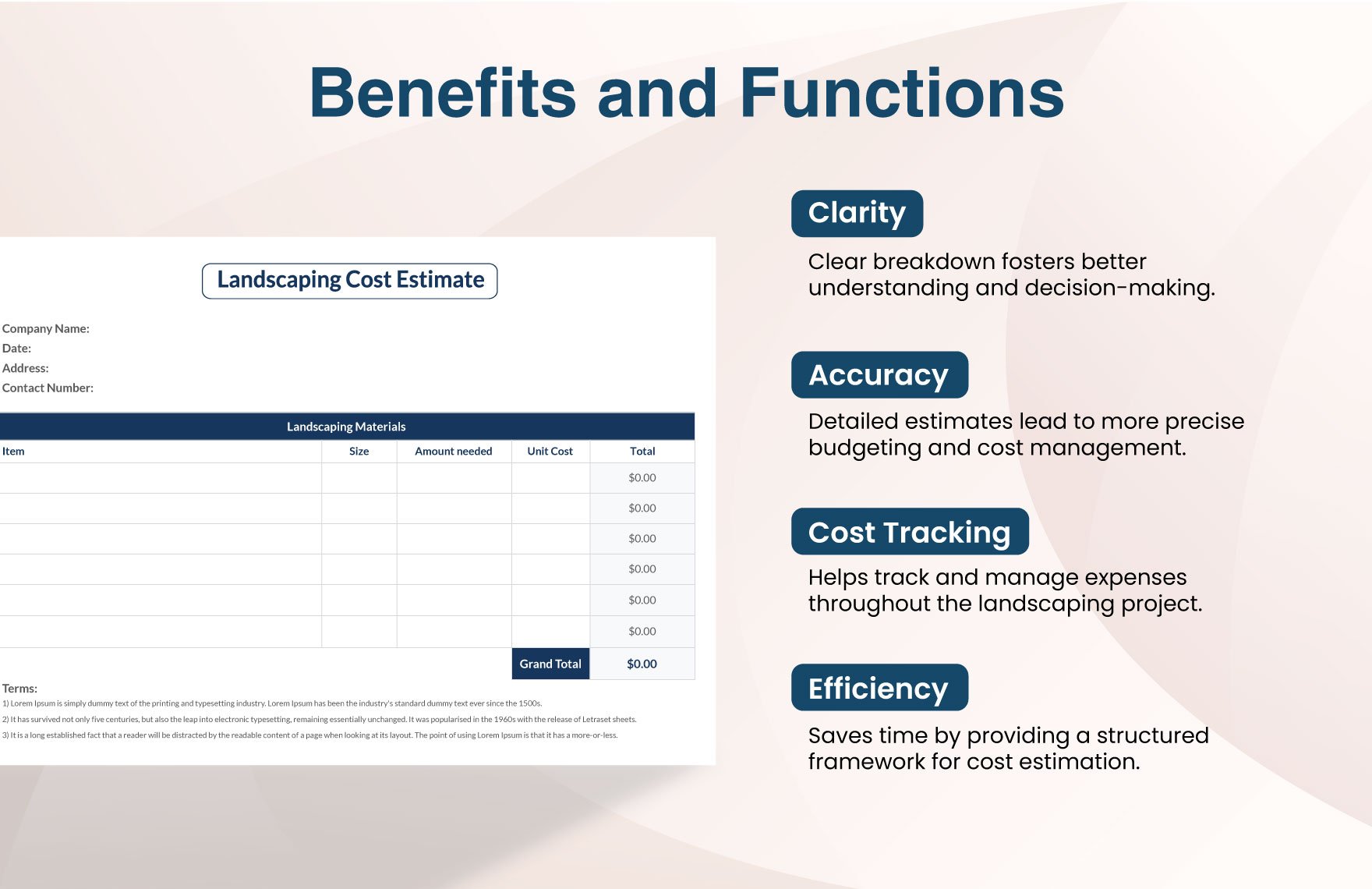 Landscaping Cost Estimate Template