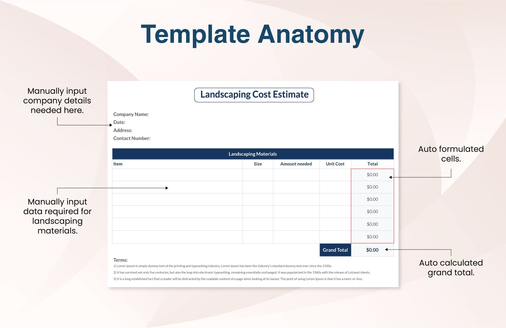 Landscaping Cost Estimate Template