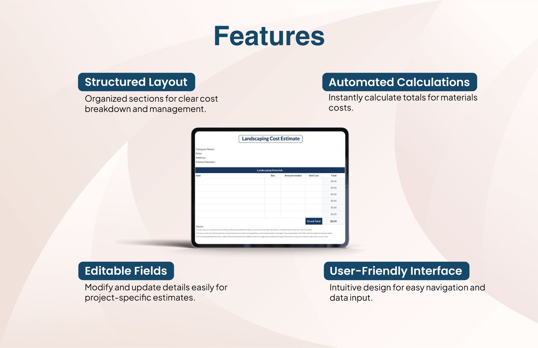 Landscaping Cost Estimate Template