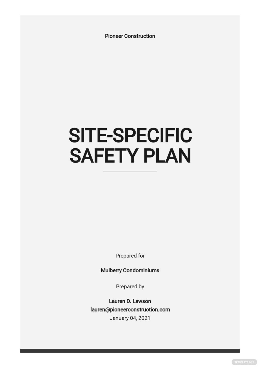 Blank Site Specific Safety Plan Template