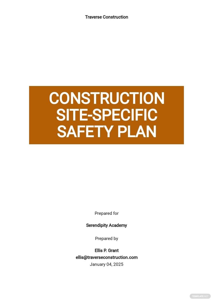 Construction Site Specific Safety Plan Template