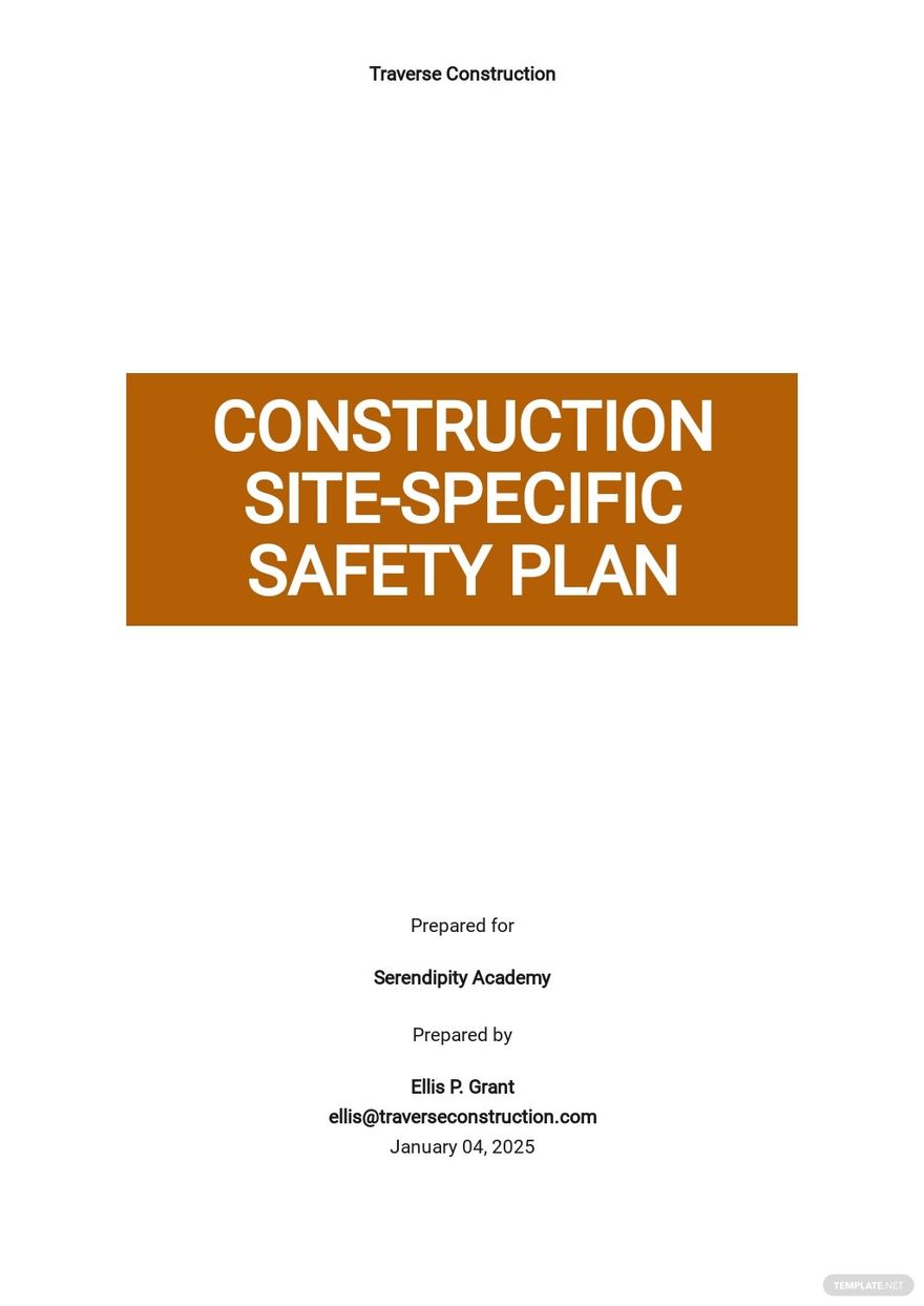 Safety Plan Template For Construction