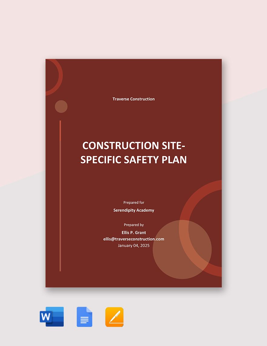 Construction Site Specific Safety Plan Template In PDF Word Pages 