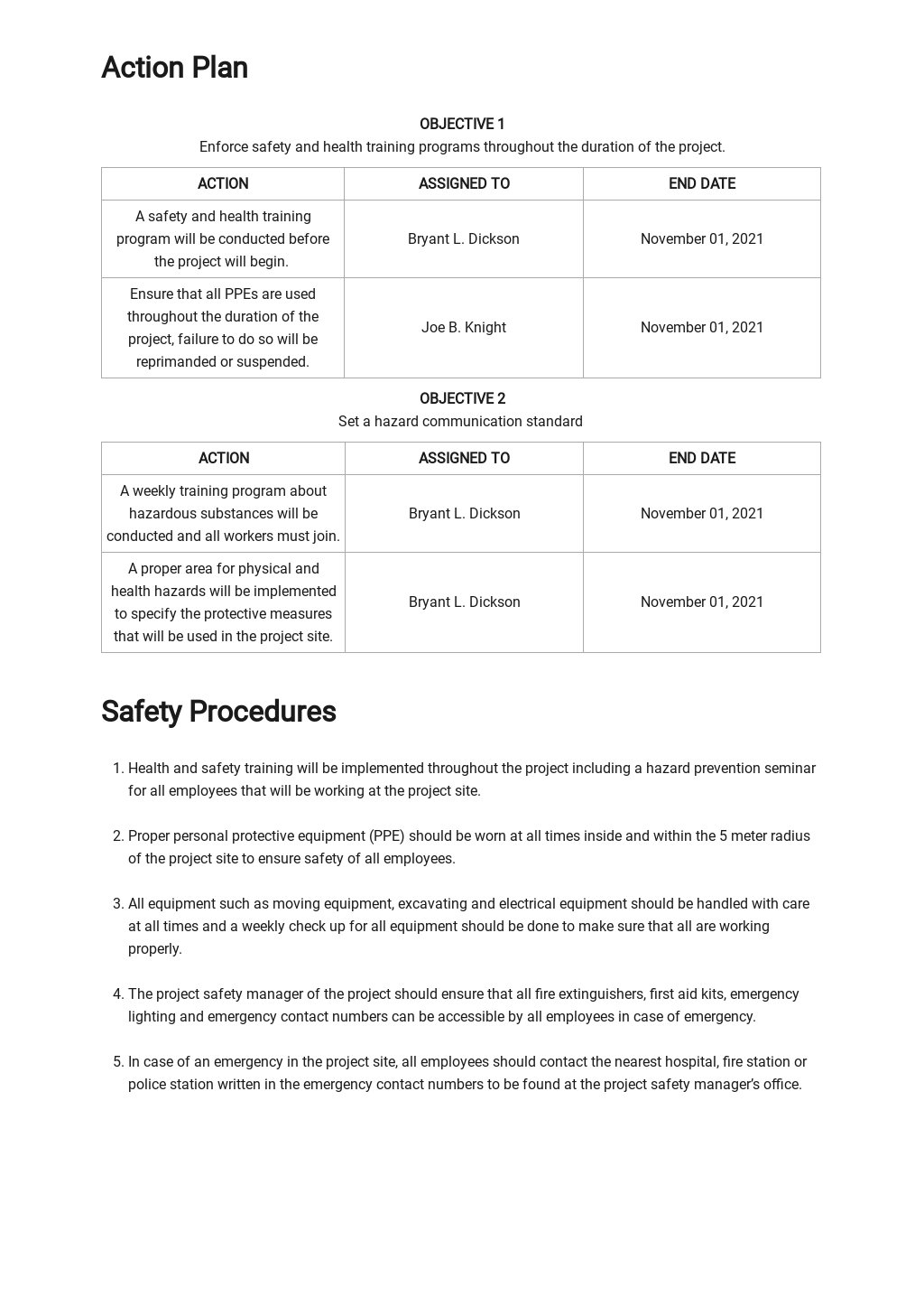 Site Specific Health and Safety Plan Template [Free PDF] Google Docs