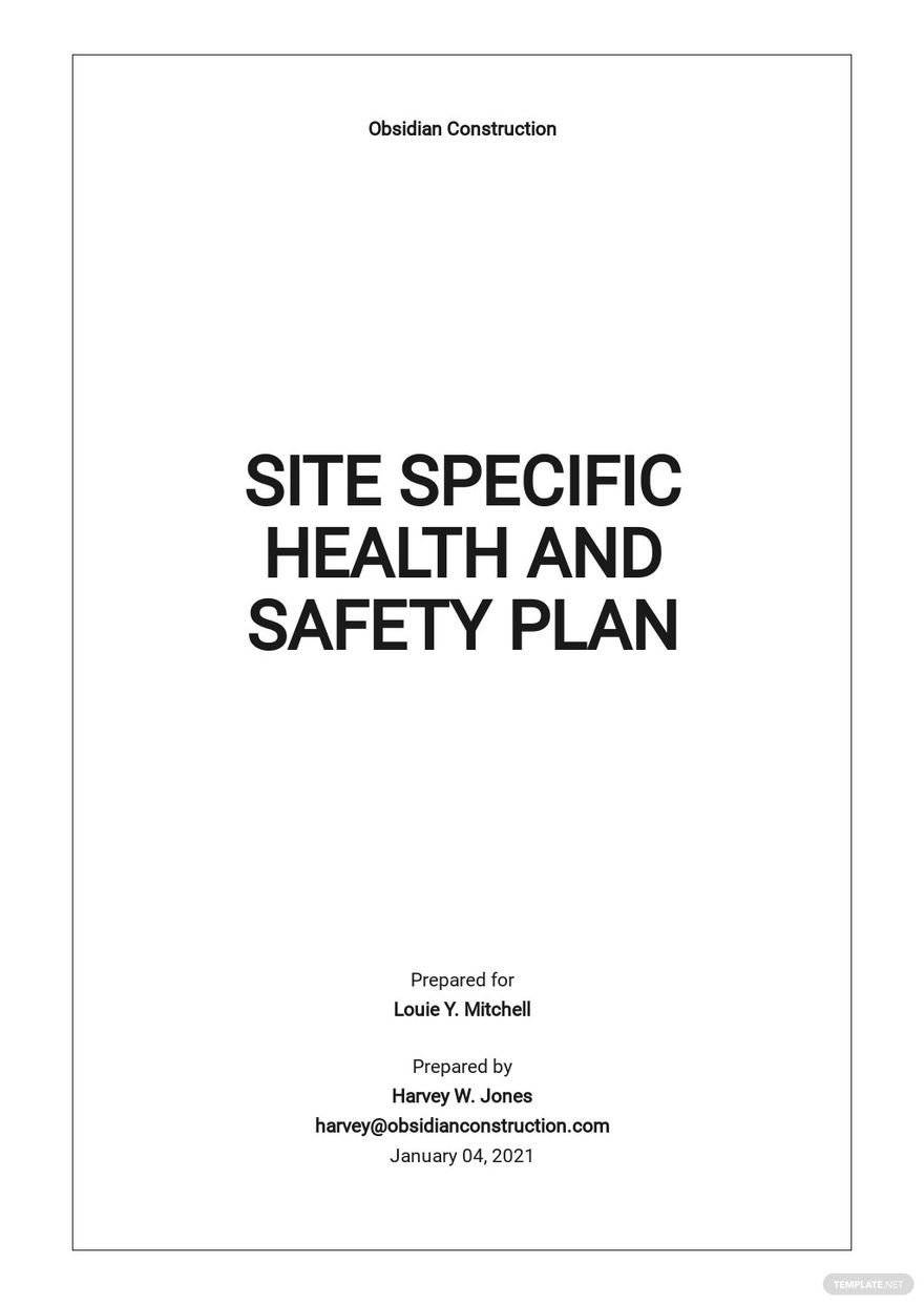 Free Site Specific Health and Safety Plan Template