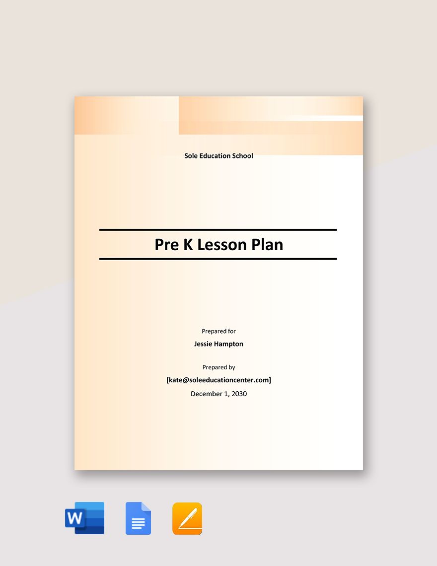 Blank Pre K Lesson Plan Template