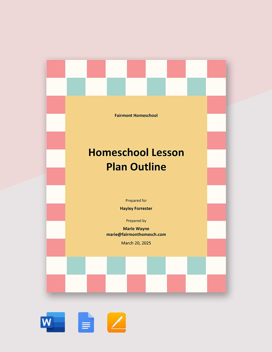 Homeschool Lesson Plan Outline Template