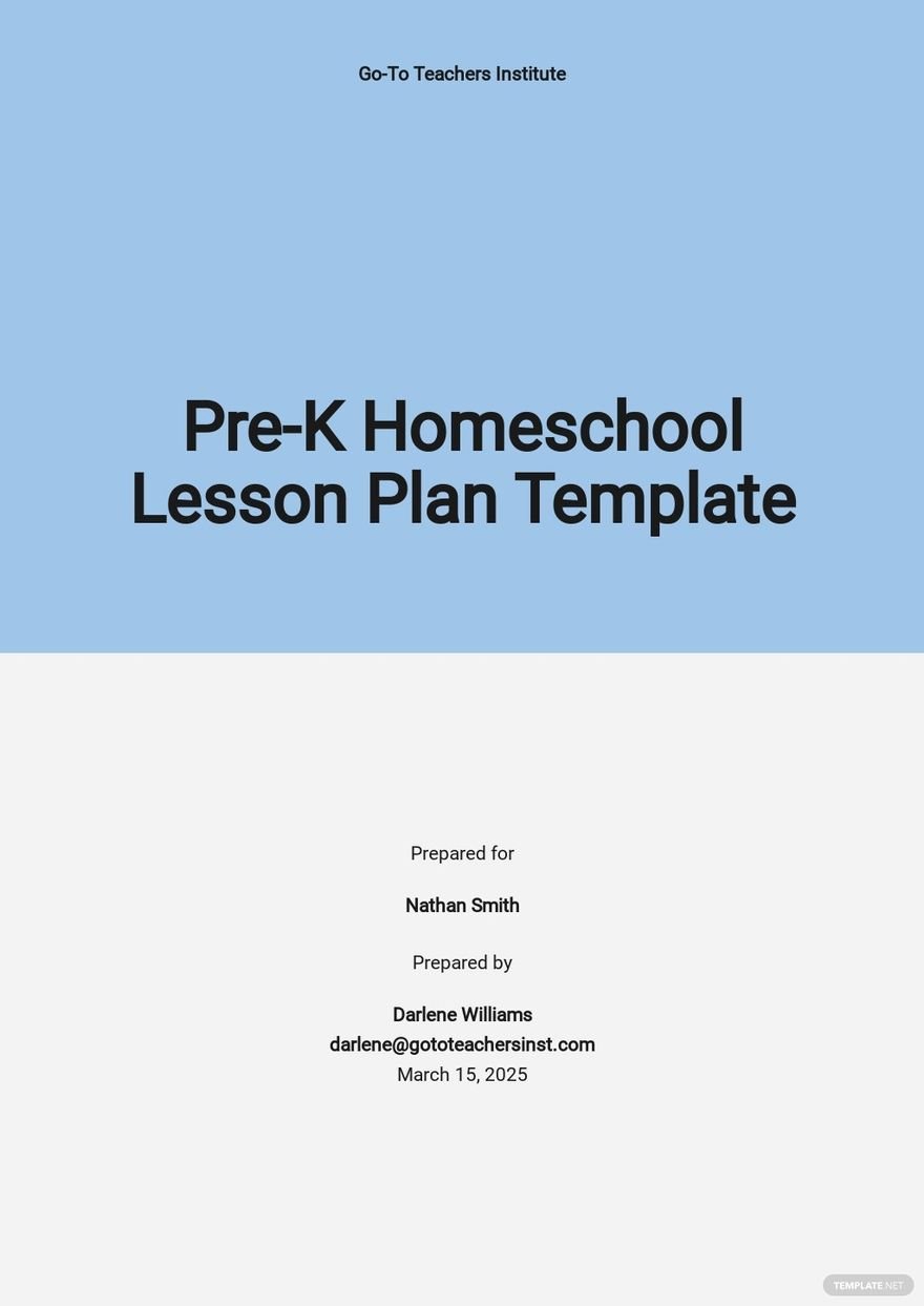 Prek Homeschool Lesson Plan Template