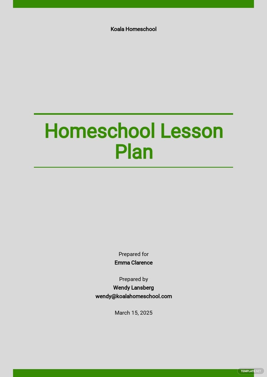 Blank Home Schooling Lesson Plan Template