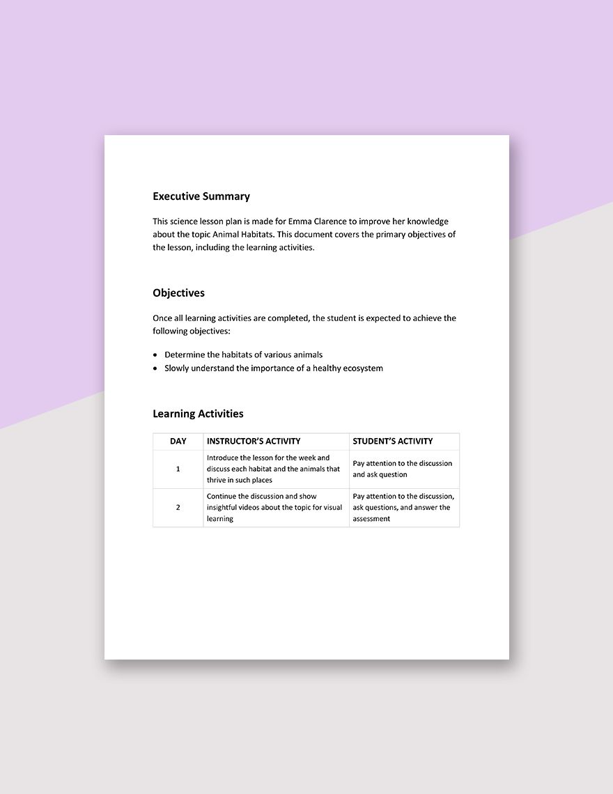 Blank Home Schooling Lesson Plan Template