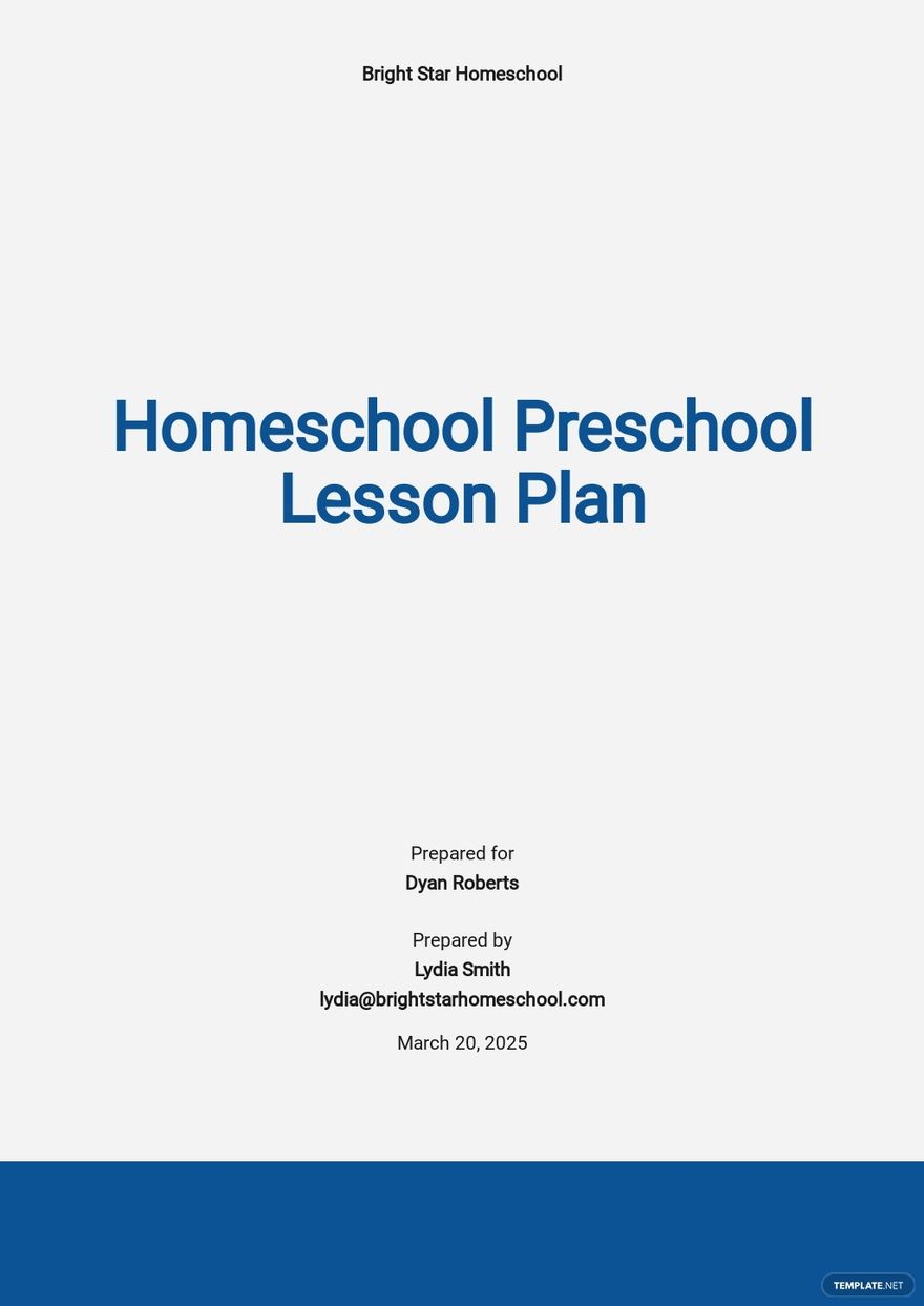 Homeschool Preschool Lesson Plan Template