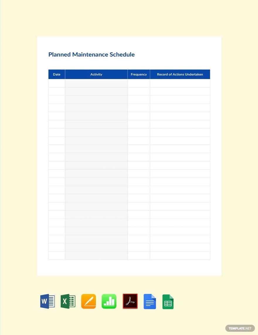 Planned Maintenance Schedule Template
