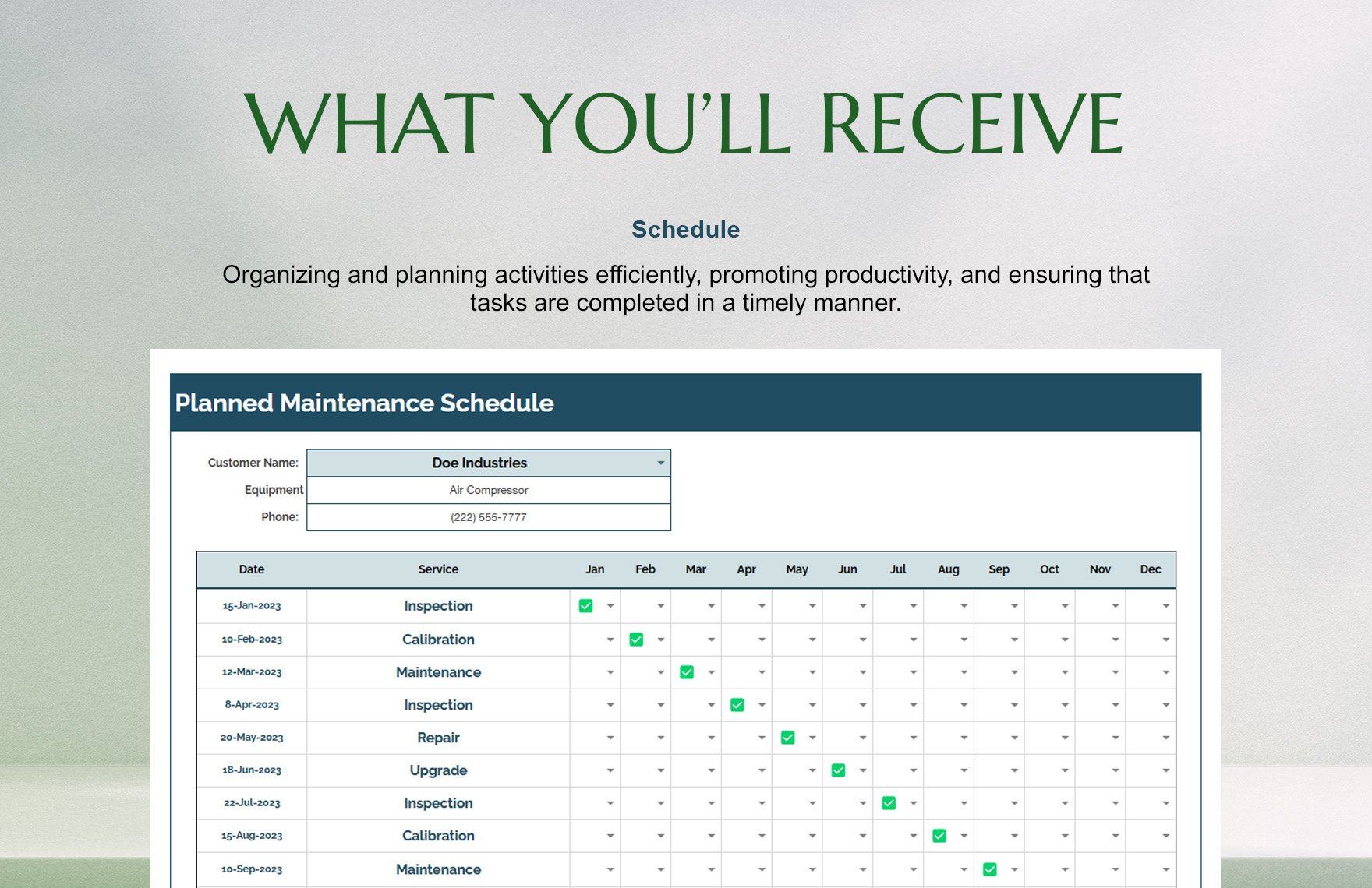 Planned Maintenance Schedule Template