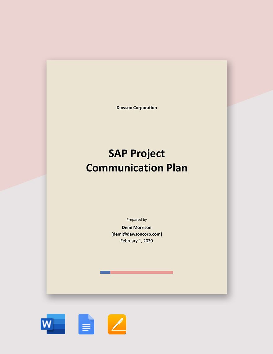  SAP Project Communication Plan Template