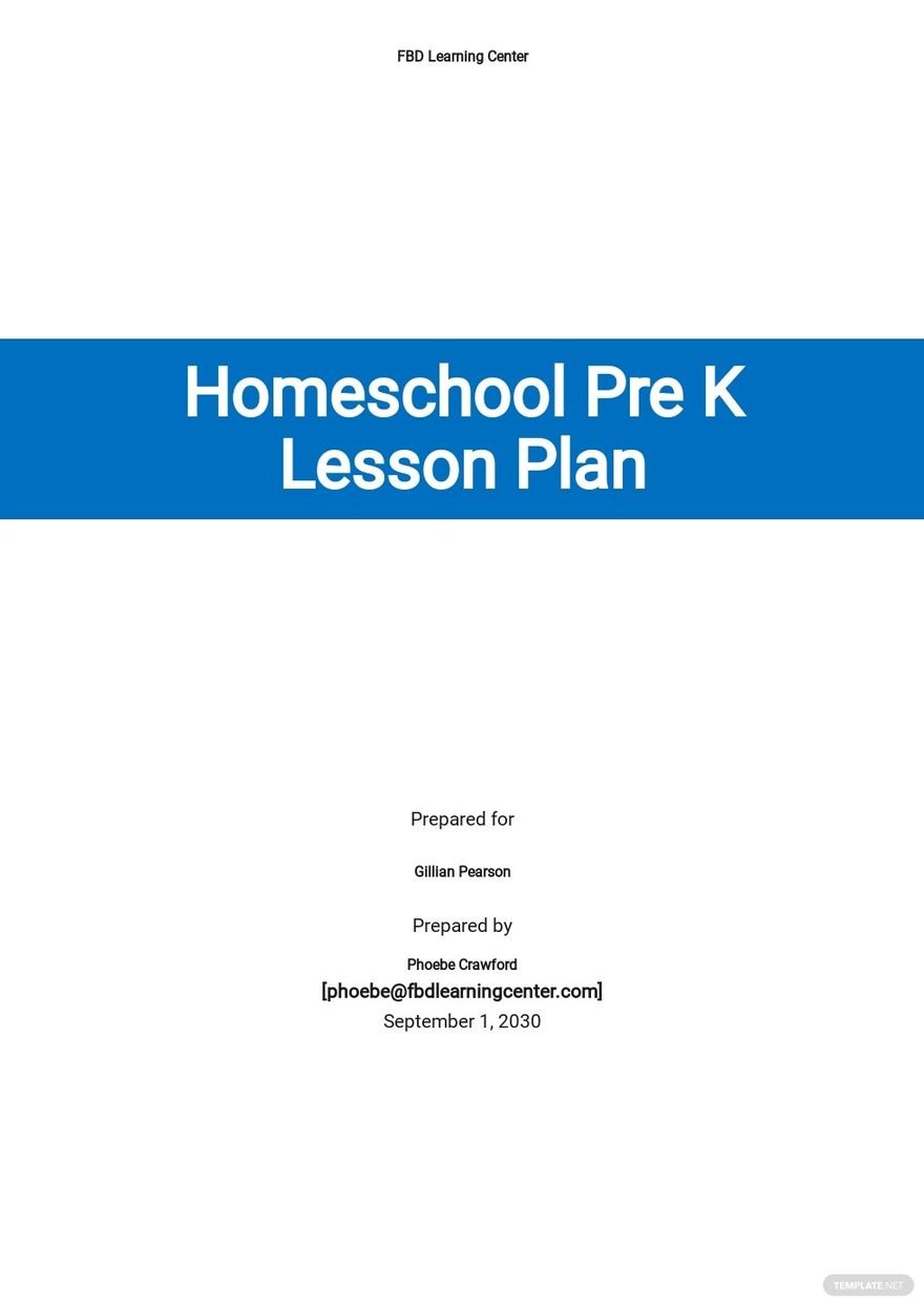 Homeschool Preschool Lesson Plan Template Free PDF Google Docs