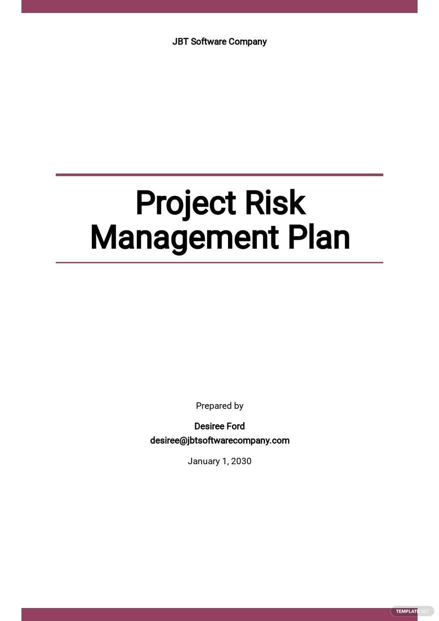 Free Sample Project Risk Management Plan Template