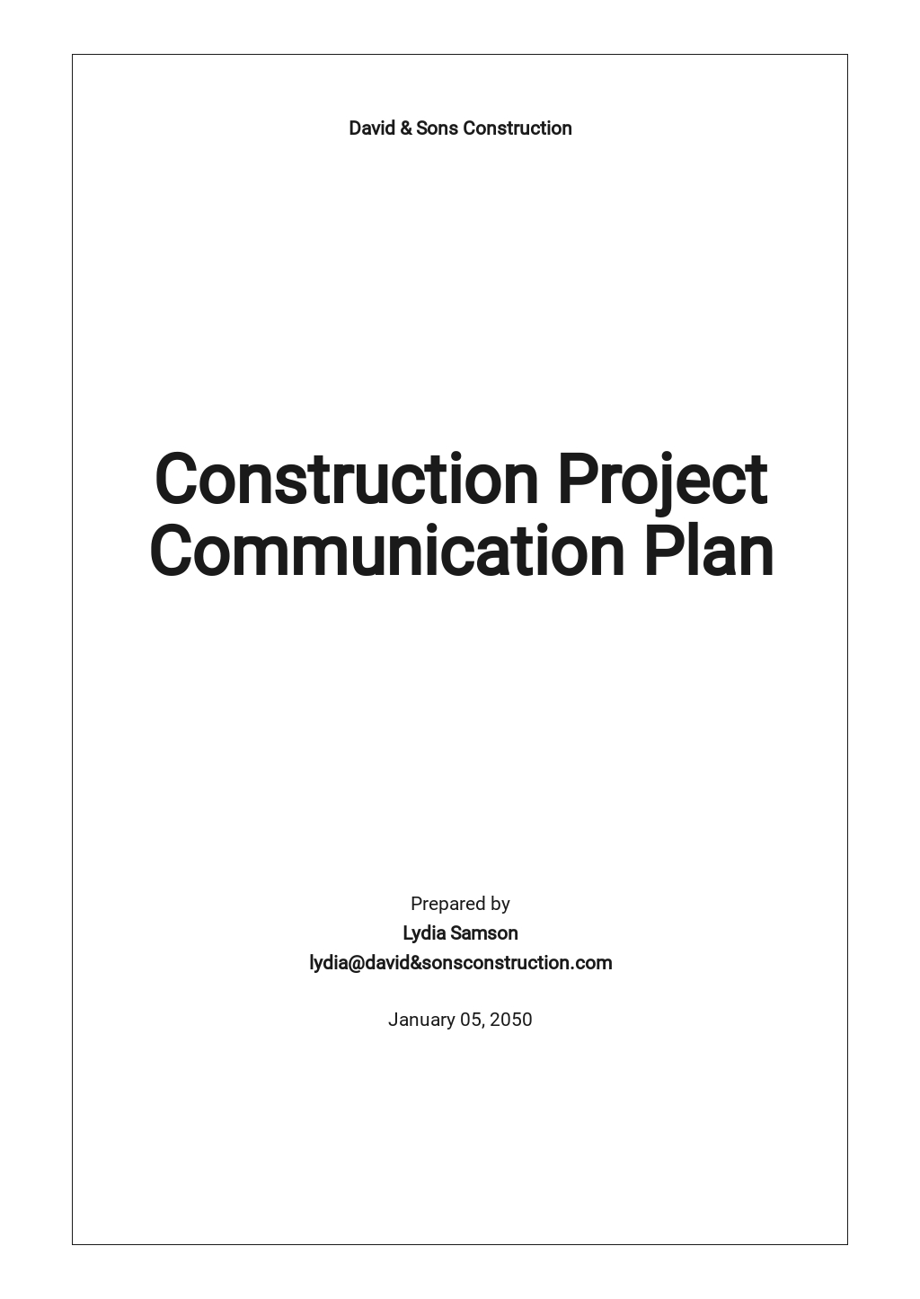 Construction Project Information Template