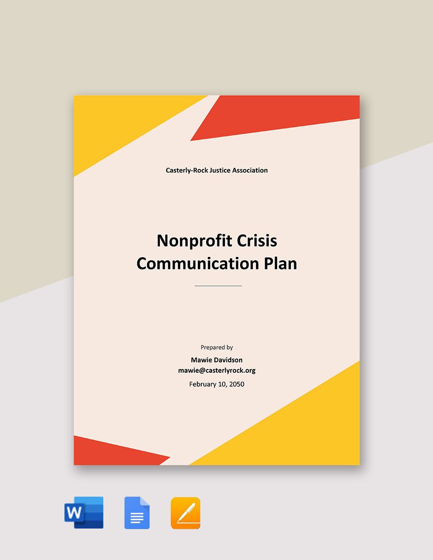 Nonprofit Crisis Communications Plan Template in PDF, Word, Pages, Google Docs - Download | Template.net