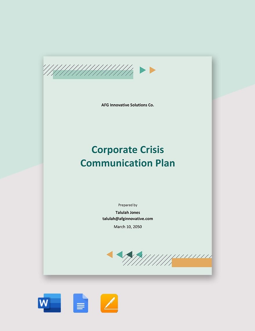 Corporate Crisis Communication Plan Template