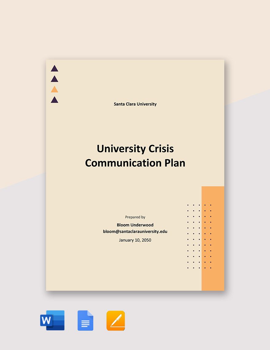 University Crisis Communication Plan Template