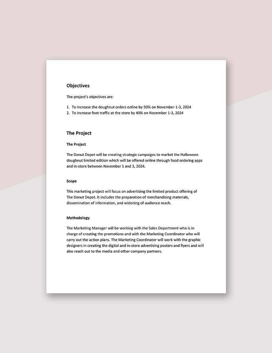 Sample Marketing Project Plan Template
