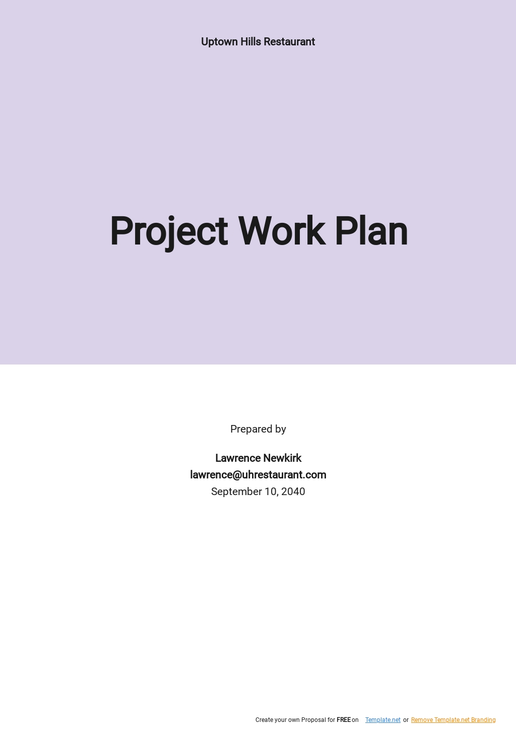 Free Sample Project Work Plan Template - Google Docs, Word, Apple Pages ...