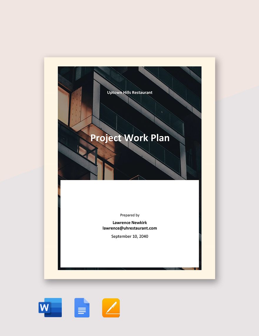 Sample Project Work Plan Template in Word, Google Docs, PDF, Apple Pages