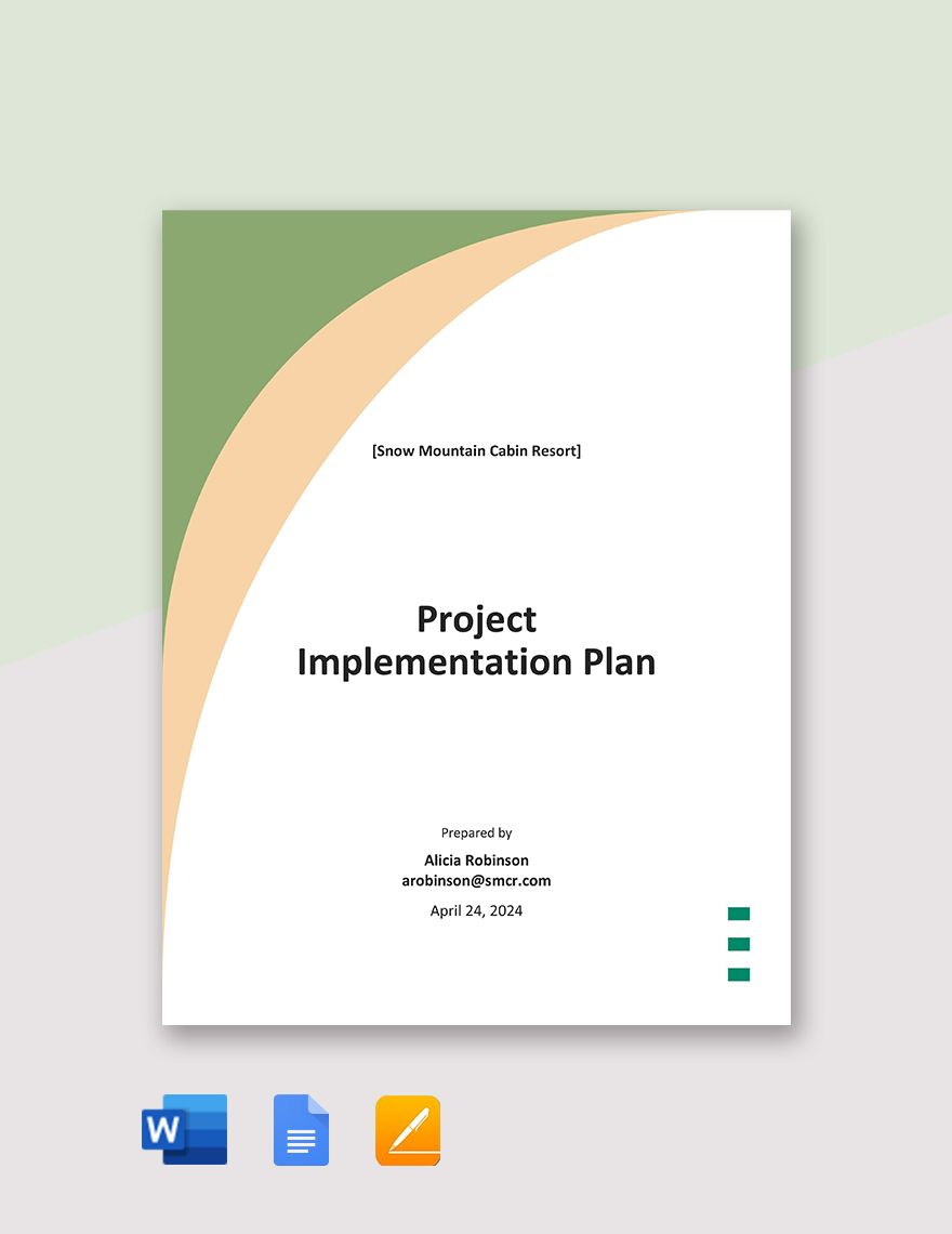 Sample Project Implementation Plan Template in Word, Google Docs, PDF, Apple Pages