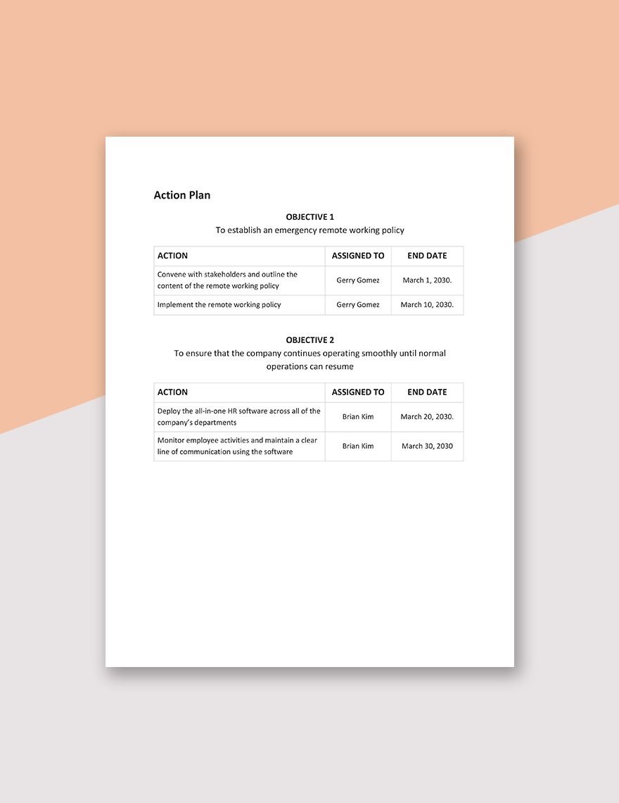 Human Resources Continuity of Operations Plan Template