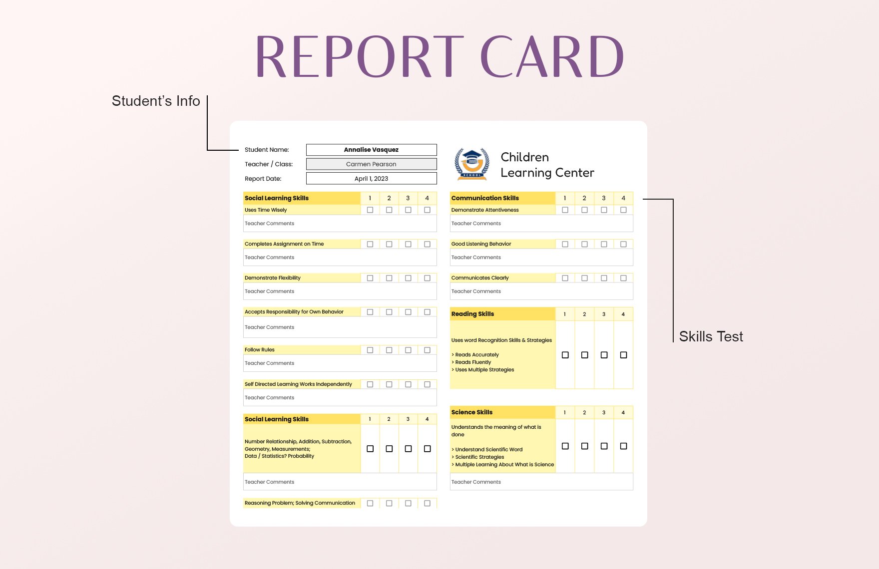 School Report Card Template
