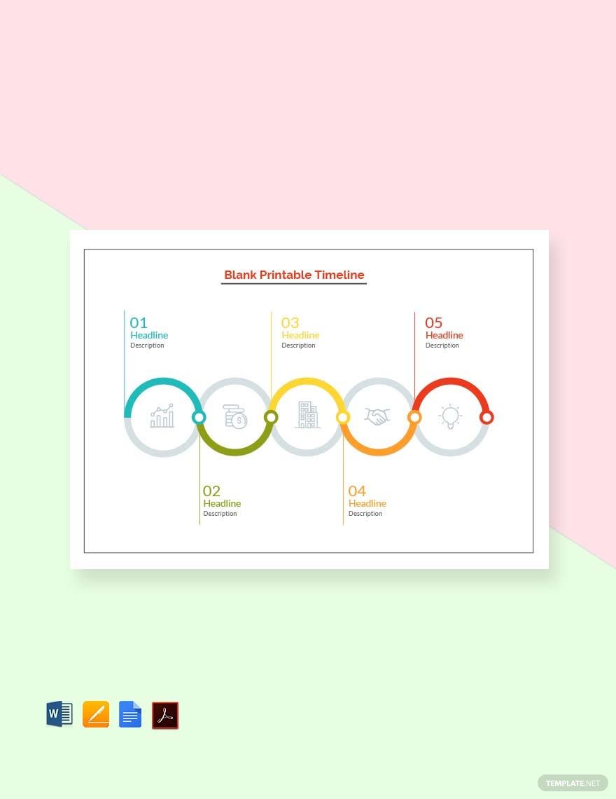 Blank Horizontal Timeline Template Word Apple Pages Template net