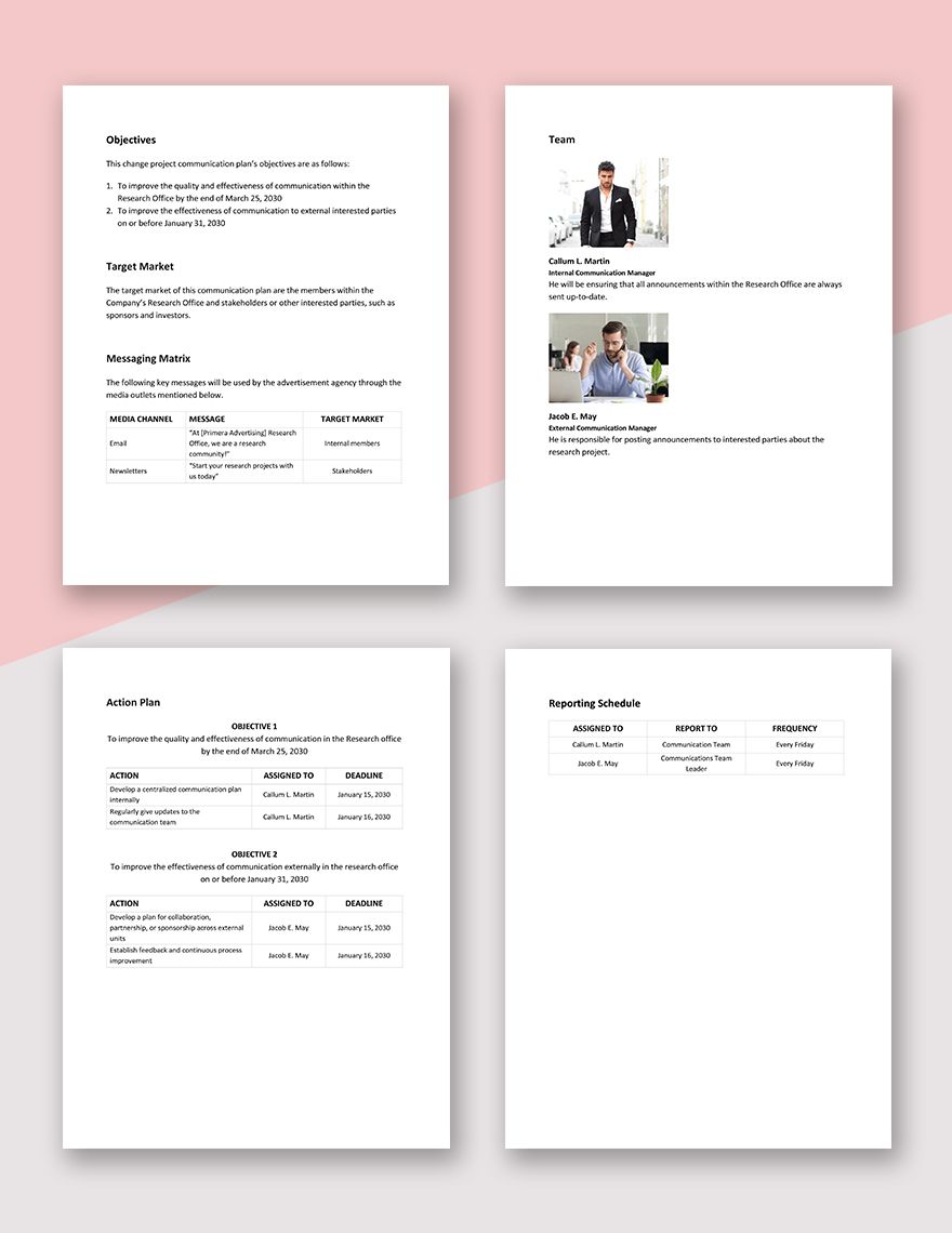 Research Project Communication Plan Template