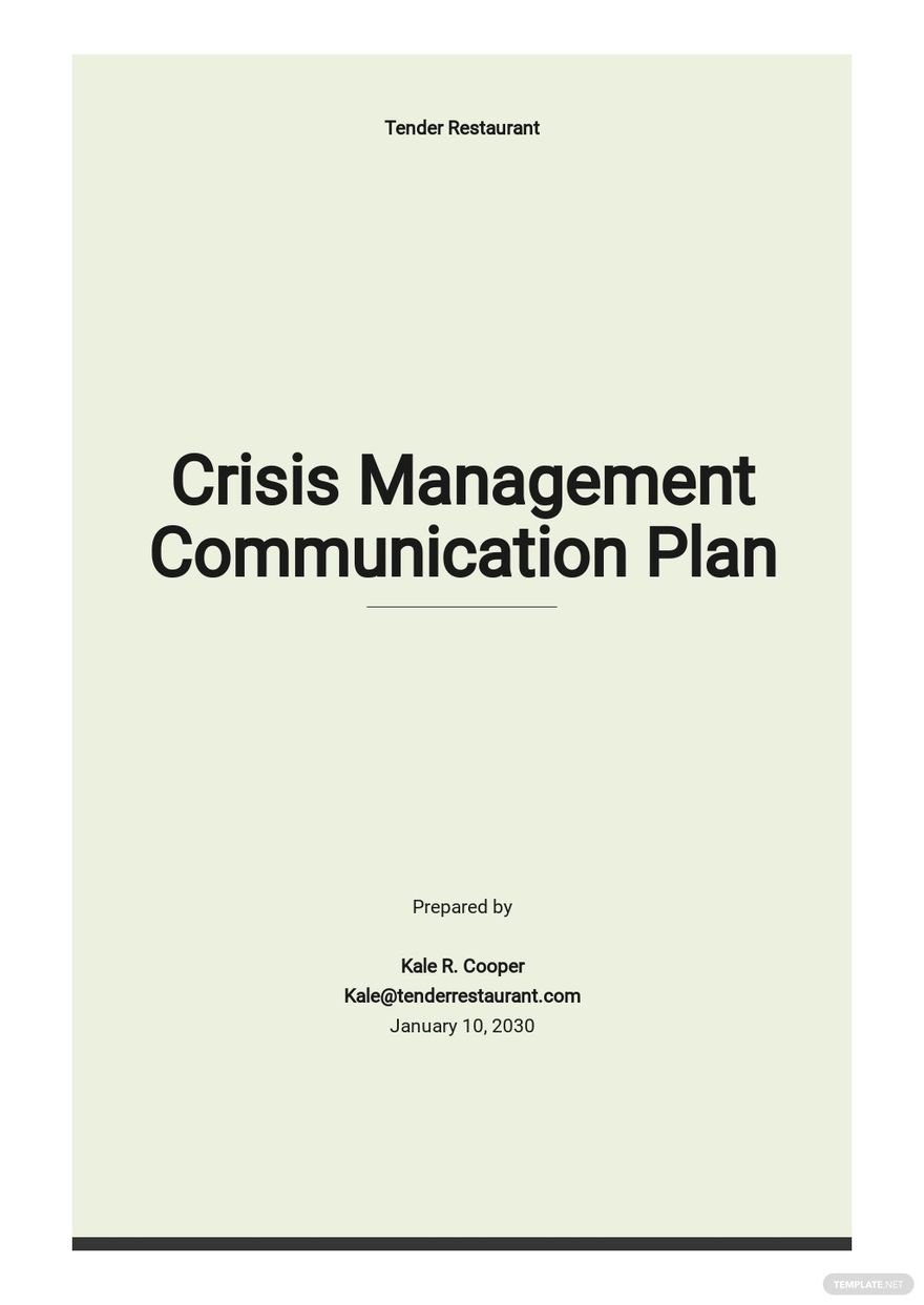 Crisis Management Communication Plan Template