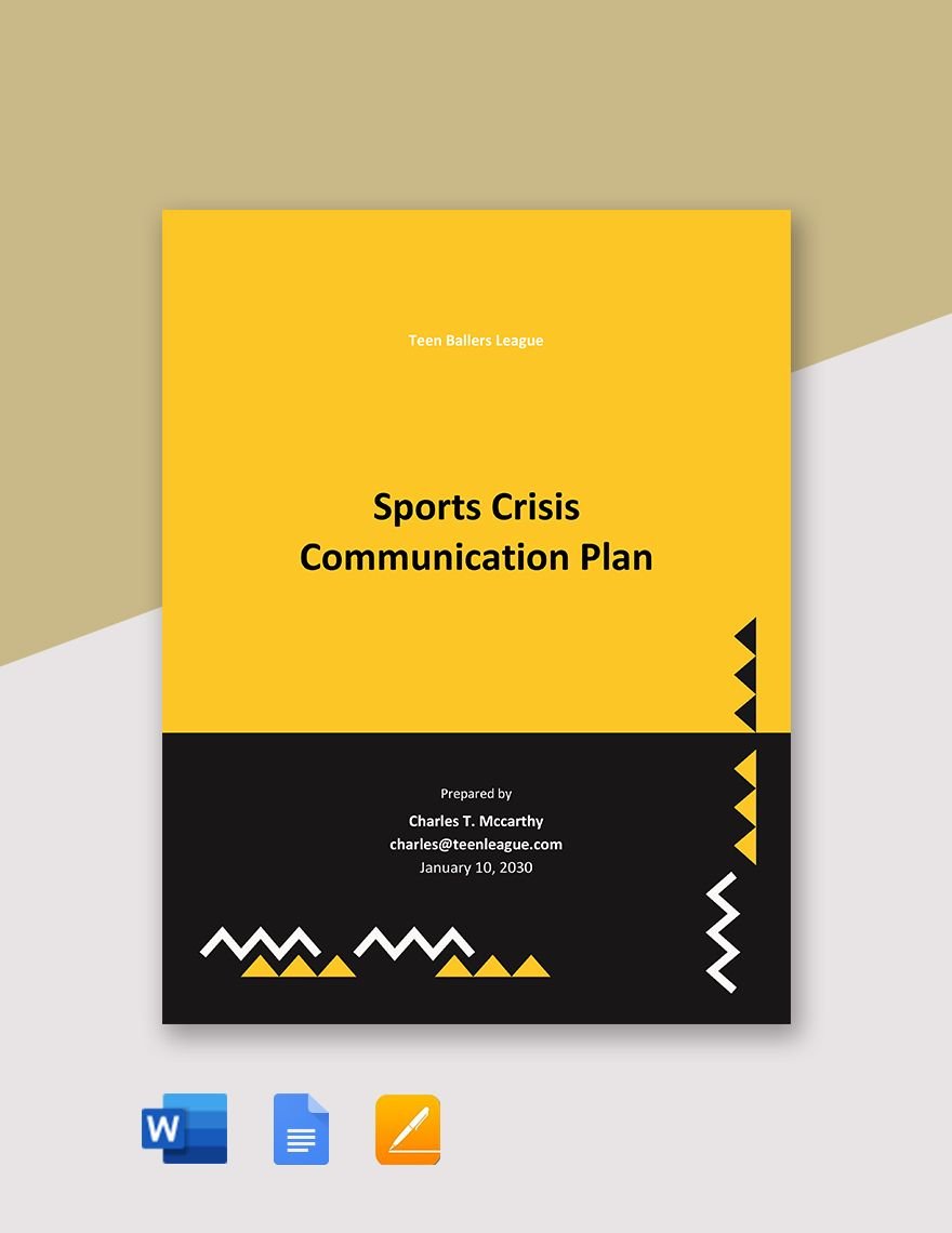 Sports Crisis Communication Plan Template