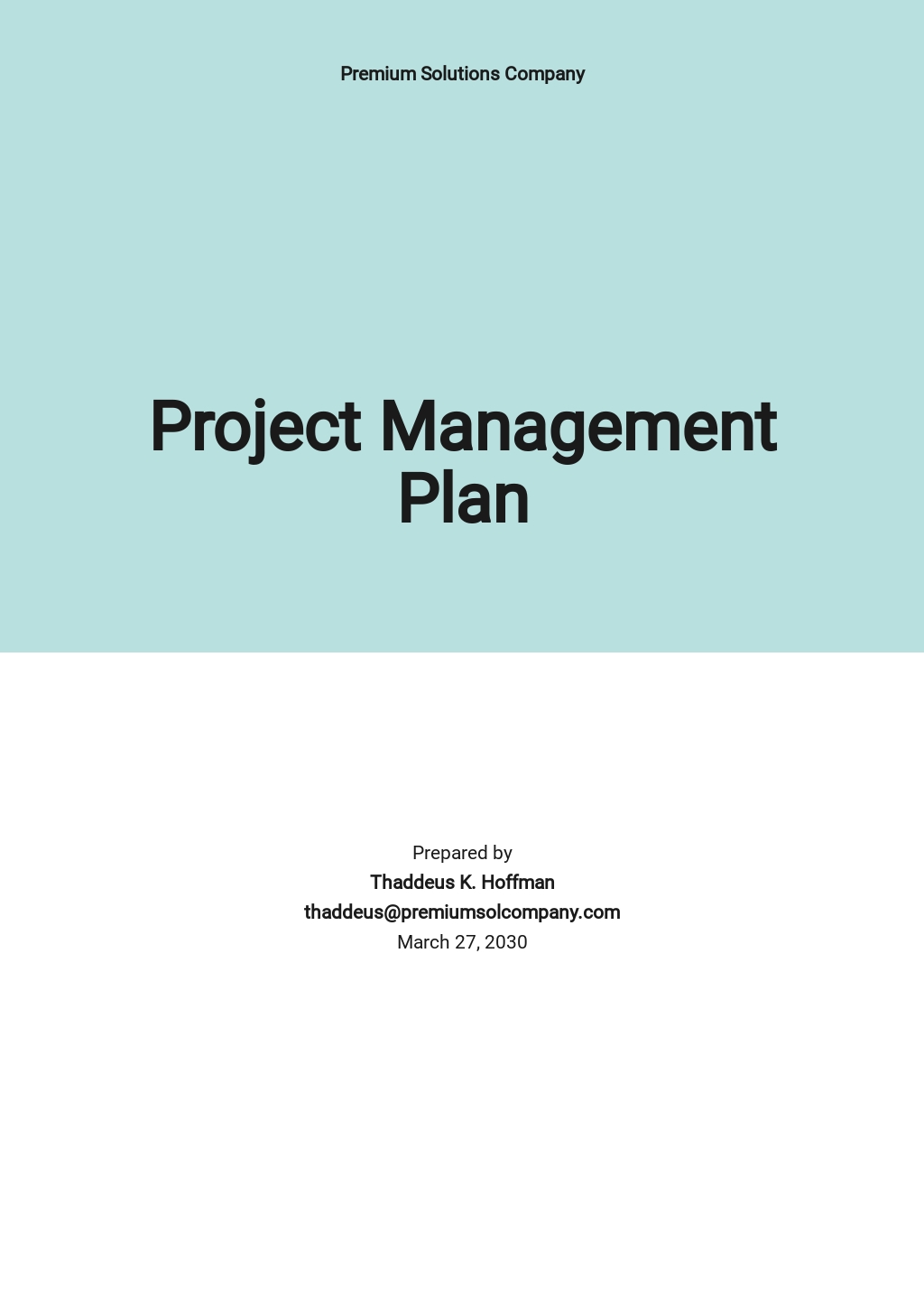 Free Sample Project Management Plan Template