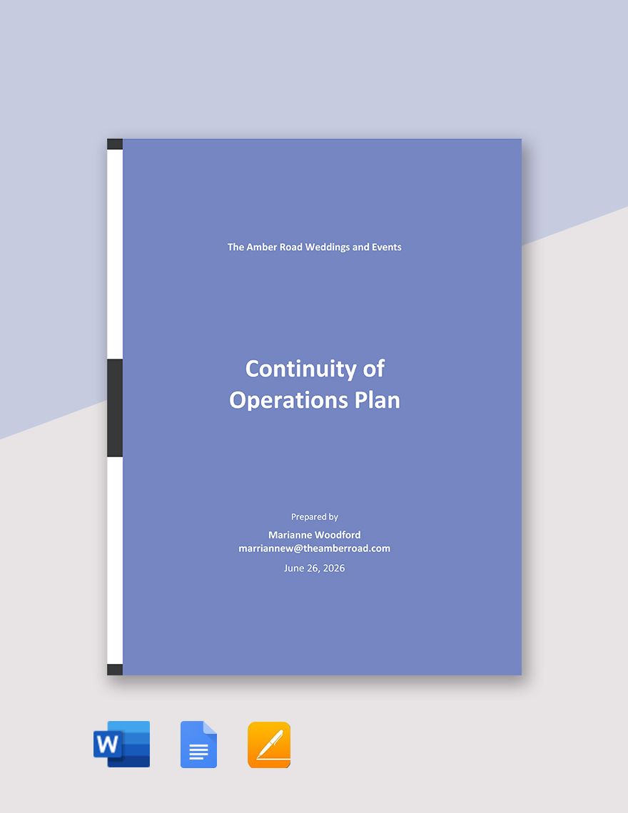 Sample Continuity of Operations Plan Template