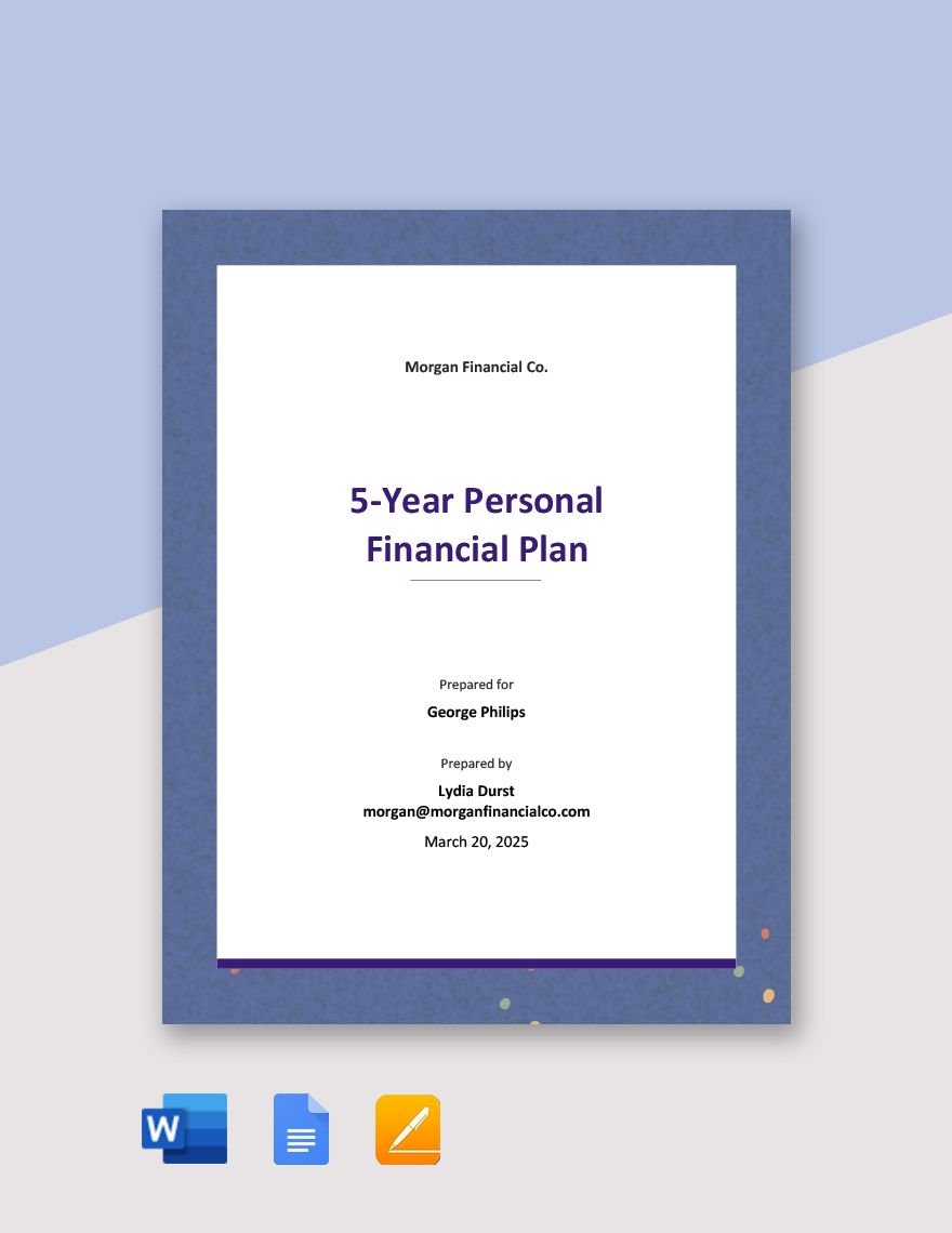 Personal 5 Year Financial Plan Template