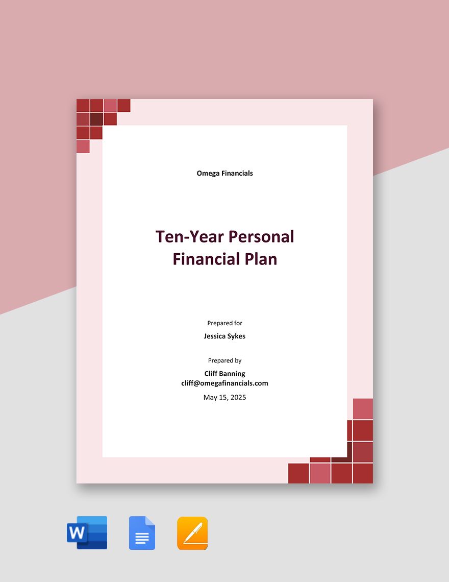 10 Year Personal Financial Plan Template