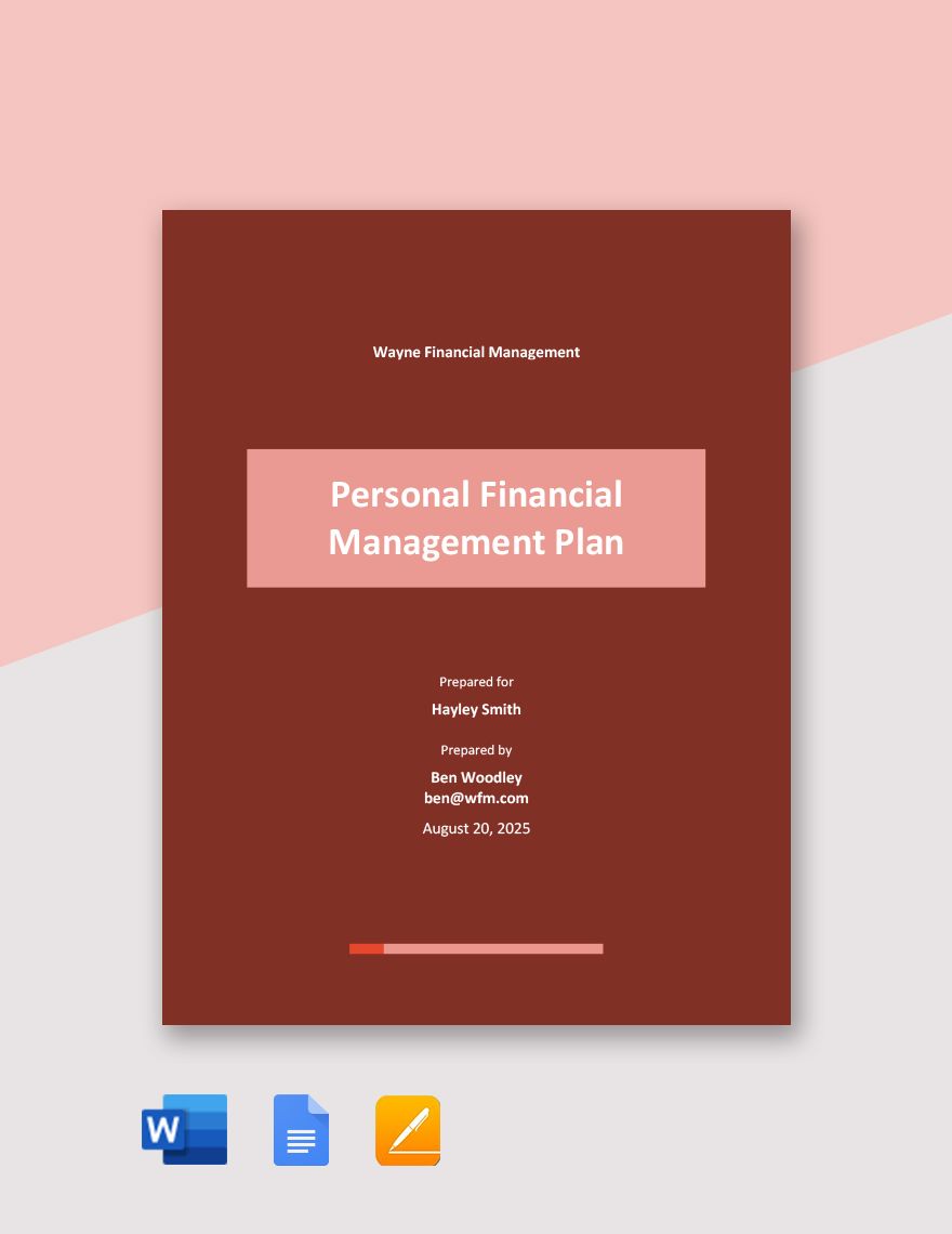 Personal Financial Management Plan Template